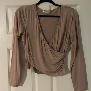 Tan long sleeve cross front